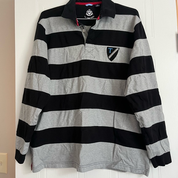 The Regal Rugby Other - Regal Rugby Black and Gray Striped Polo Shirt